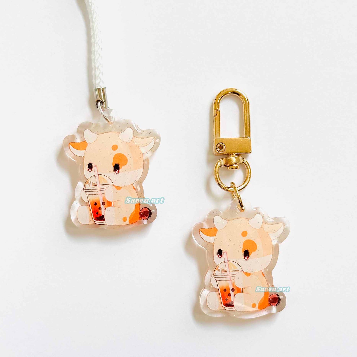 Acrylic Charm: Boba Cow