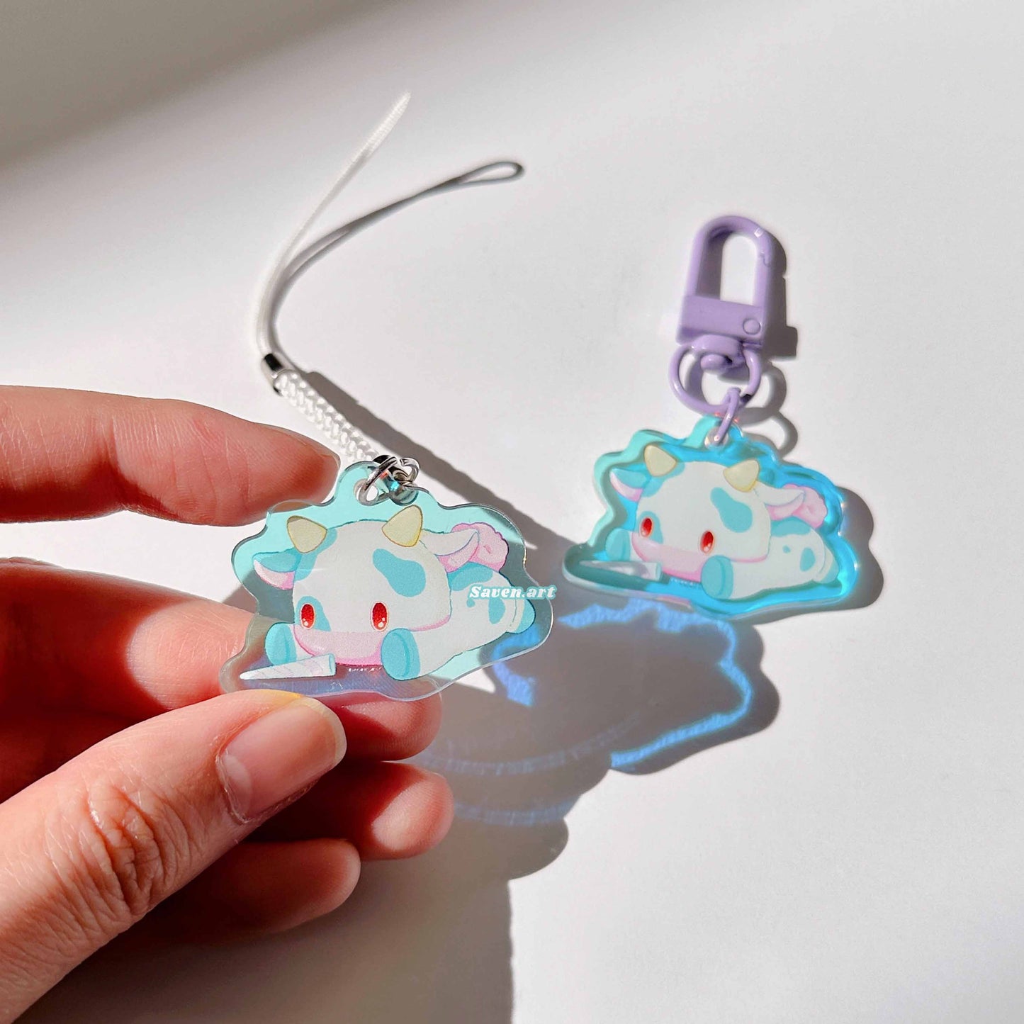 Acrylic Charm: Cotton Candy Cow