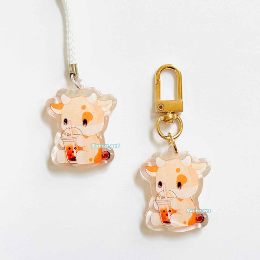 Acrylic Charm: Boba Cow