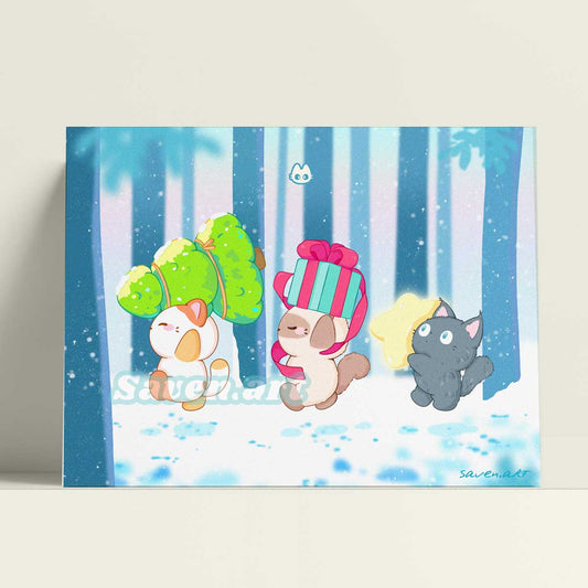 Art Print: Meowy Holiday