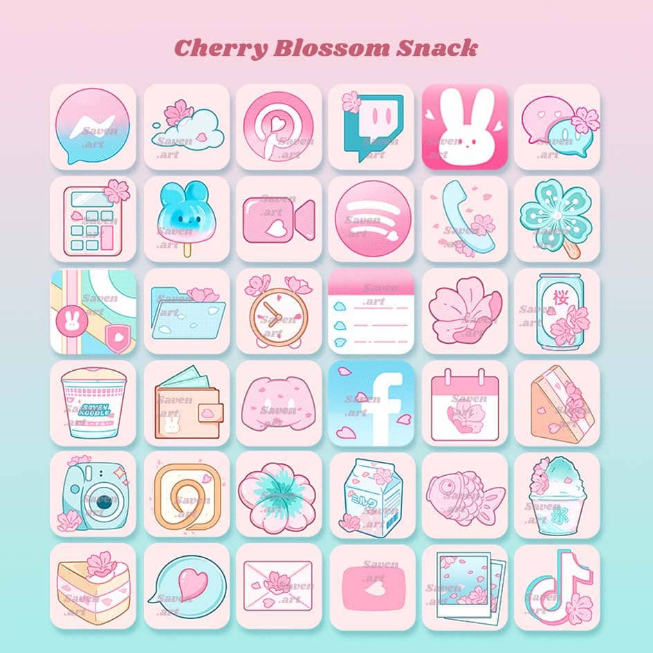 Sakura Snacks 🌸 Icon Pack 2.0 (IOS/ iPAD/ Android)