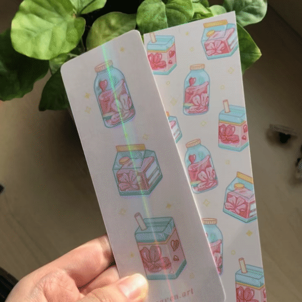 Bookmarks: Sakura Drinks | Milk Carton (Holographic)