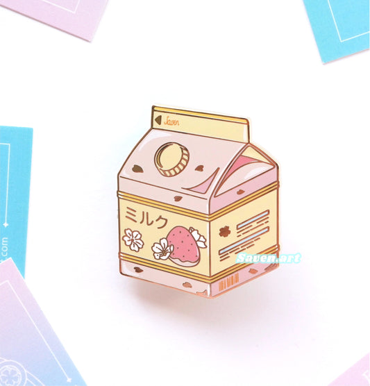 Enamel Pin: Strawberry Milk Carton