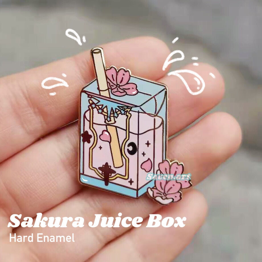 Floral Juice Pins: Sakura Juice Lavender Juice Cute Pins Kawaii